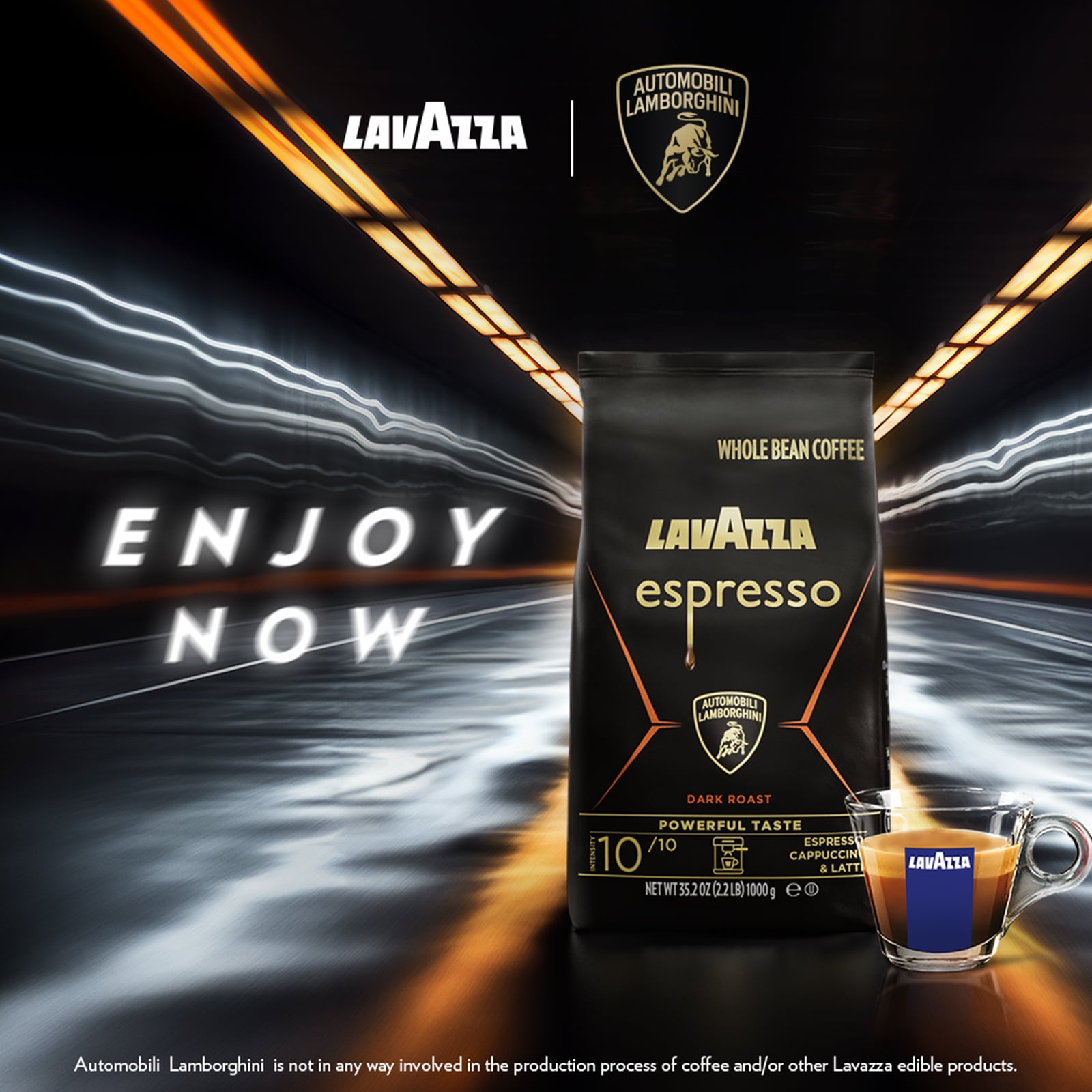 Lavazza Espresso for Automobili Lamborghini Whole Bean, Dark Roast, Arabica and Robusta Blend, 2.2 lb Bag