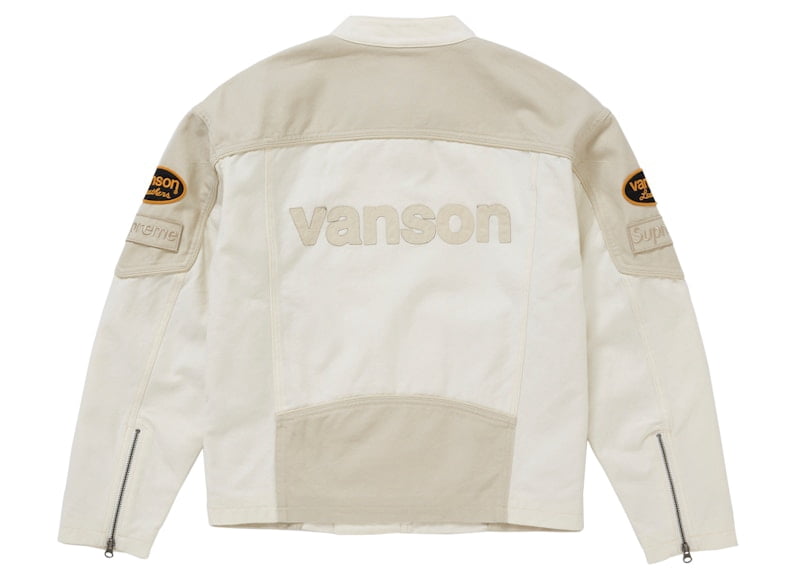 Supreme Men's Vanson Leathers Cordura Cotton Jacket White, from