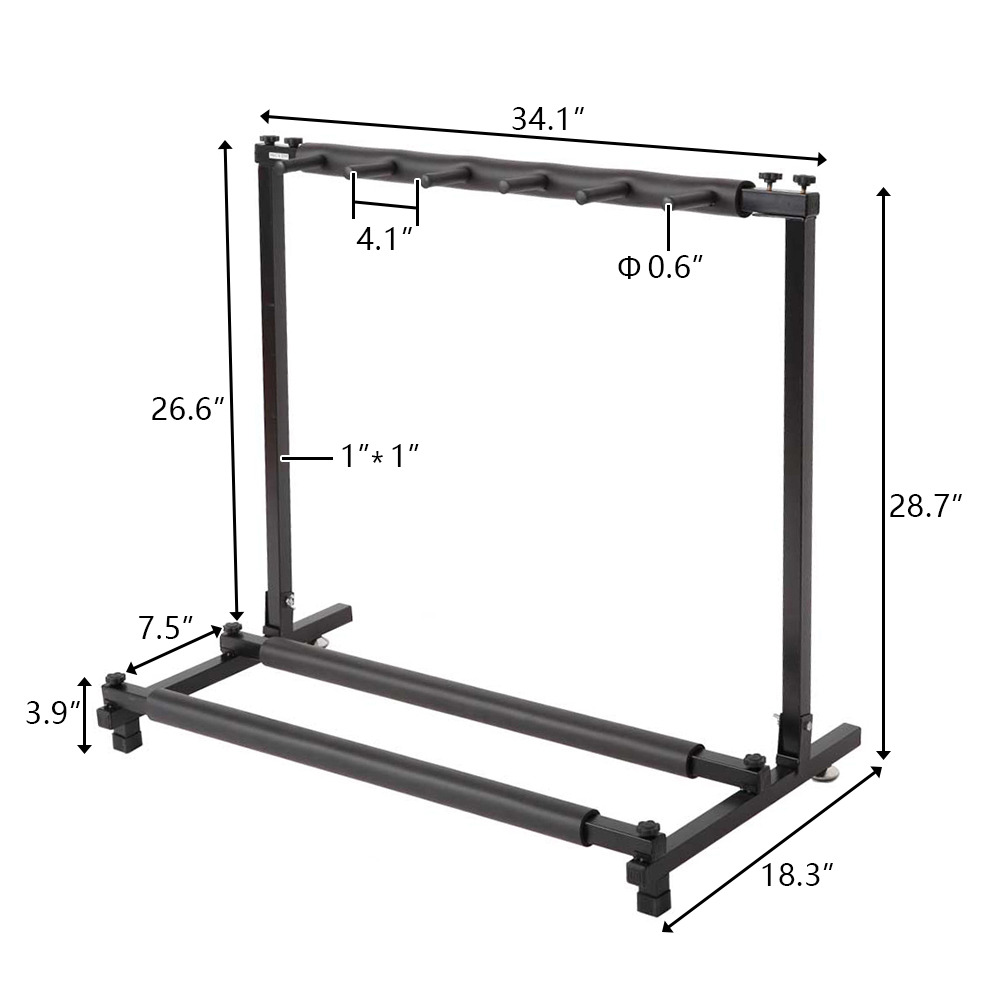 Multi Guitar Stand for 5 Guitars, Folding Guitar Rack, Portable Guitar Holder for Acoustic, Electric Guitar, Bass