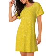 thumbnail image 3 of Lafuoo Yellow Glitter Pattern Women's Short-sleeved Nightdress, Knee-length Pullover Nightgown, Summer Home Wear-Medium, 3 of 8