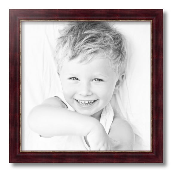 ArtToFrames 16" x 16" Cherry Stain with Gold Beads Picture Frame, 16x16 inch Red Wood Poster Frame (WOM-4140)