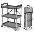 thumbnail image 1 of Elevon Service Cart Portable Utility 3 Tier Collapsible Shelving Unit, Gray, 1 of 7