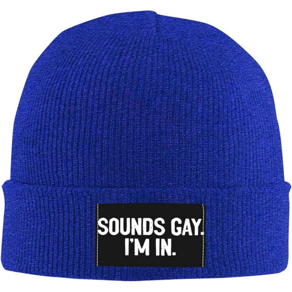 Beanie,Sounds Gay I'm in Funny LGBT Beanie Hat Women Skull Cap Men Slouchy Hat Knitted Hat Winter Knit Hat Black