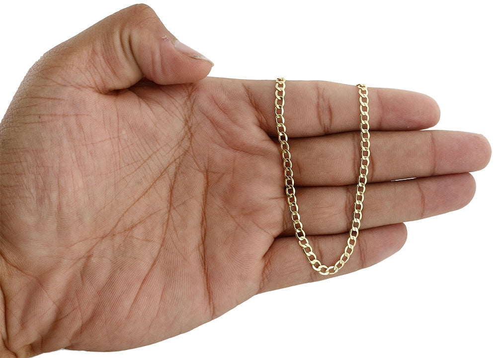 Mens or Ladies 10K Yellow Gold Flat Curb Cuban Chain 3.90mm Necklace 28 Inch