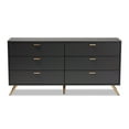 thumbnail image 4 of Baxton Studio Kelson Modern and Contemporary Dark Grey and Gold Finished Wood 6-Drawer Dresser, 4 of 10
