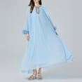 thumbnail image 2 of ZQUUVOU Women's Dress Round Neck Long Sleeves Pleated Long Dress Sky Blue,Free Size, 2 of 9