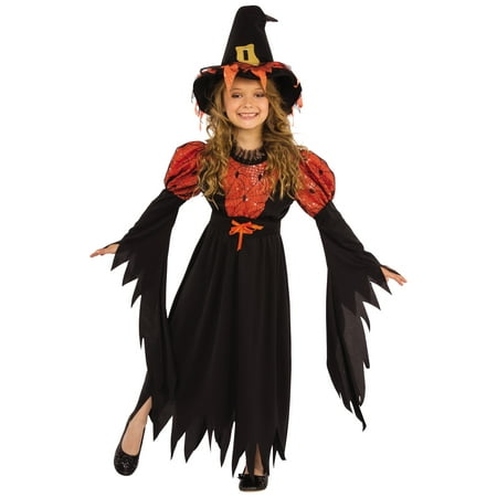 Little Witch Girl Child Orange Classic Spooky Halloween Costume