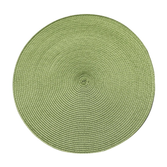 1Pcs Round Placemats,Cotton Rope Woven Table Mats,Hot Pads for Kitchen,Non Slip Heat Resistant Place Mats,14.96'' Braided Placemat for Farmhouse Decor and Kitchen Table Decor(Green)