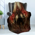 thumbnail image 4 of Fantasy World Soft Flannel Fleece Throw Blanket, Devil Shadow with Wings Primary Opponent of Rising Hell Afterlife Image, Cozy Plush for Indoor and Outdoor Use, 50" x 70", Red Grey, by Ambesonne, 4 of 5