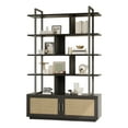 thumbnail image 1 of 5-Tier Rattan Bookshelf, 71" Tall Open Bookcase with Metal Frame for Living Room, Bedroom & Office, 1 of 6