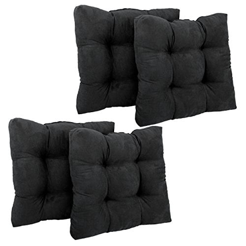 19-inch Squared Microsuede Tufted Dining Chair Cushion (Set of Four