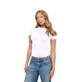 thumbnail image 5 of Natural Uniforms Womens Buttery Soft, Super Stretch Y2K Long Sleeve Baby Tee Crop Top (White, X-Small), 5 of 6