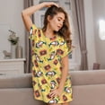 thumbnail image 3 of Fotbe Pineapples Sharks In Hawaiian Bata de Dormir para Mujer con Estampado, Camisón de Algodón de Manga Corta, Ropa de Dormir Casual, 3 of 6