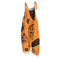 thumbnail image 2 of Stralyhd Halloween Casual Rompers Halloween Holiday Square Neck Jumpsuit Party Jumpsuits with Pockets Halloween Pumpkin Print Long Pants Yellow S, 2 of 7