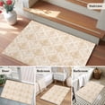 thumbnail image 5 of 2x3 Ft Entryway Area Rug, Beige Boho Floral Kitchen Rug Runner Washable Floor Mat, Vintage Ethnic Tribe Abstract Art Non Slip Indoor Door Mat Throw Carpet for Bathroom Living Room Bedroom, 5 of 8