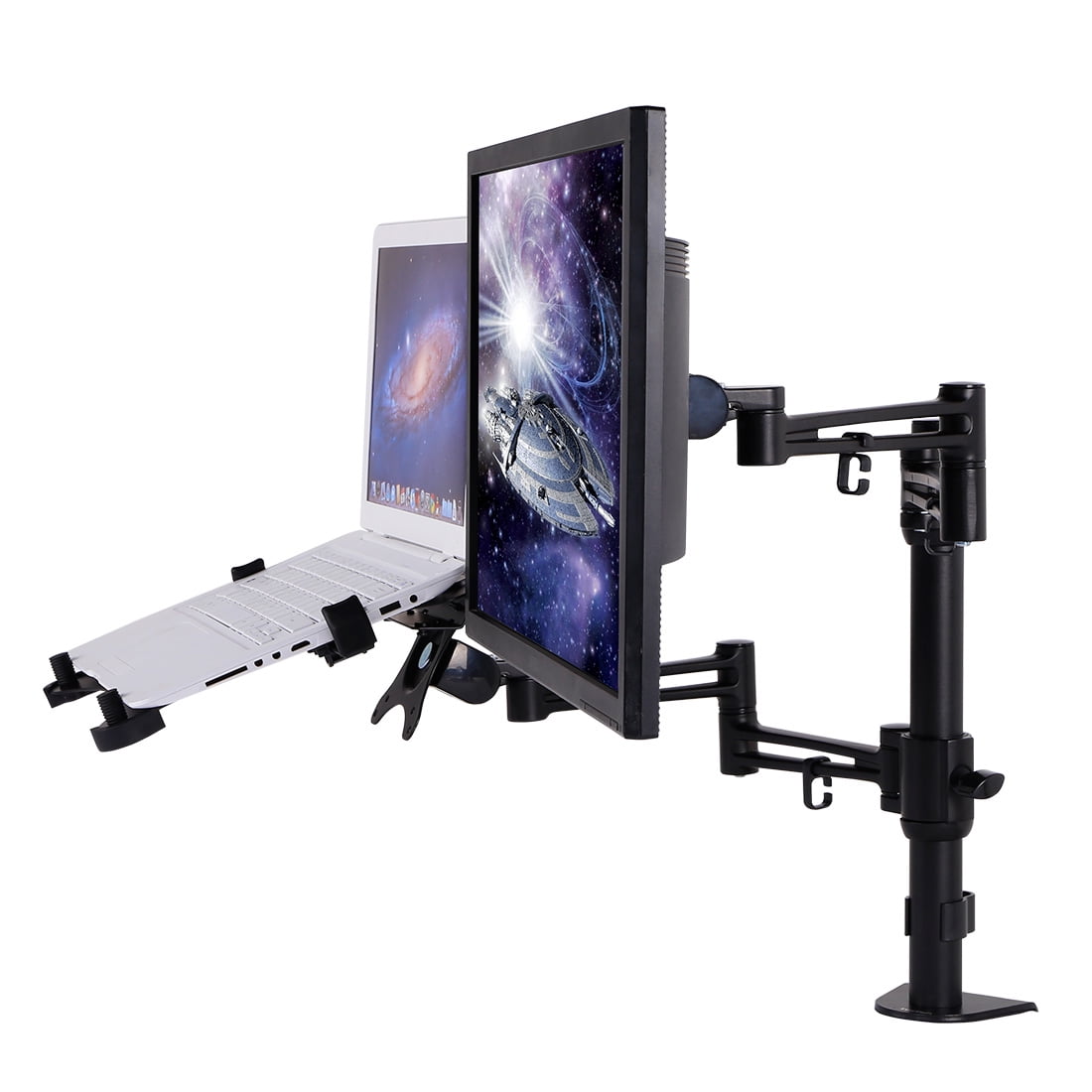 Loctek D2dl 2 In 1 Dual Monitor Arm Desk Laptop Notebook Mount Stands Fits Most 10 27 Inches Lcd Screens And 11 15 6 Support