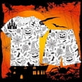 thumbnail image 2 of Tfken Halloween Pajamas Sets Boys Sleepwear Nightwear Party Halloween Print Comfortable Pajamas Set Homewear Summer Fashion Cute Loungewear Outfit Size 3-4 Years White, 2 of 3