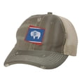 thumbnail image 6 of Wyoming Flag Hat - Distressed State Design - Vintage Cowboy State Trucker Strapback Cap (NavyBlue), 6 of 8