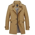 thumbnail image 1 of DPTALR Homme Décontracté Uni Col Rabattu Coupe-Vent à Simple Boutonnage Fente Latérale Poche Manteau à Multiples Boutons, 1 of 2