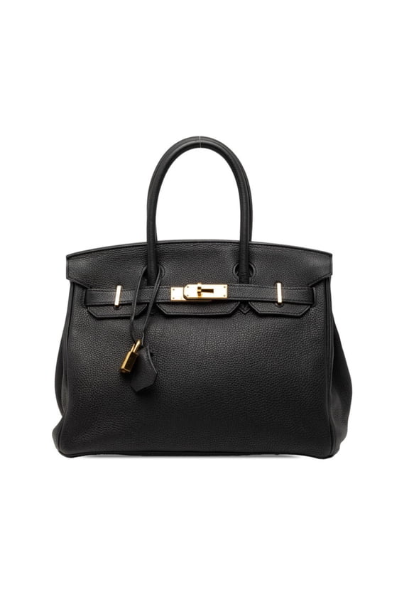 Pre-Owned Hermes Birkin 30 Handbag Black with Gold Hardware and Togo Leather for Women (Good)