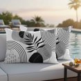 thumbnail image 4 of Grey Boho Geometric Outdoor Waterproof Pillow Covers, Vintage Ethnic Abstract Lines Leaves Decorative Rectangle Throw Pillowcase Sofa Cushion Sham for Patio/Couch/Chair, 20"x12" 2 Pack, 4 of 8
