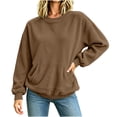 thumbnail image 5 of Zysthvn Fall Womens Crewneck Sweatshirt Lightweight Pullover Corduroy Casual with Pockets Long Sleeve Sweatshirts for Women Solid Tops, 5 of 7