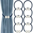 thumbnail image 1 of LAICAIW Lot de 8 Embrasses de Rideaux, Embrasses Décoratives pour Rideaux, Supports Magnétiques pour Rideaux de Fenêtre, Sans Outils Requis - Forme Perle (Bleu Foncé), 1 of 7