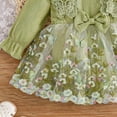 thumbnail image 3 of Xyant Baby Girl Romper Dress Embroidery Lace Flowers Baby Dress Romper Fall Winter Festival Clothes with Headband (Green,1-3 Months), 3 of 5