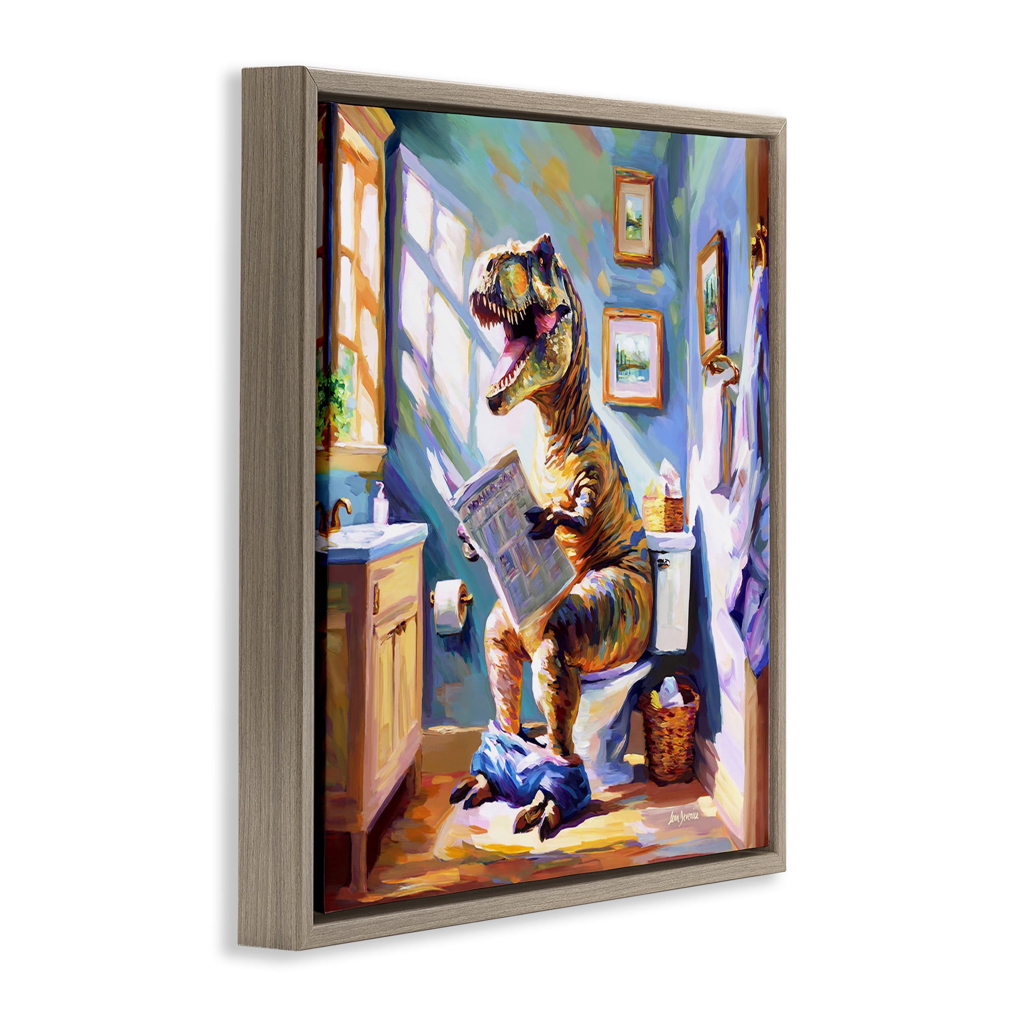 Stupell Industries Urban Bathing Bear Typography Painting Brown Floater Framed Canvas Art Print Wall Art, 18 x 18