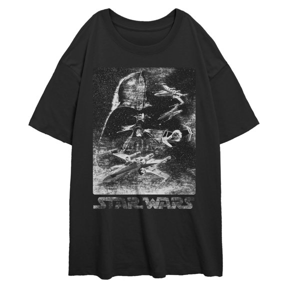 Juniors Star Wars Distressed Static Helmet T Shirt