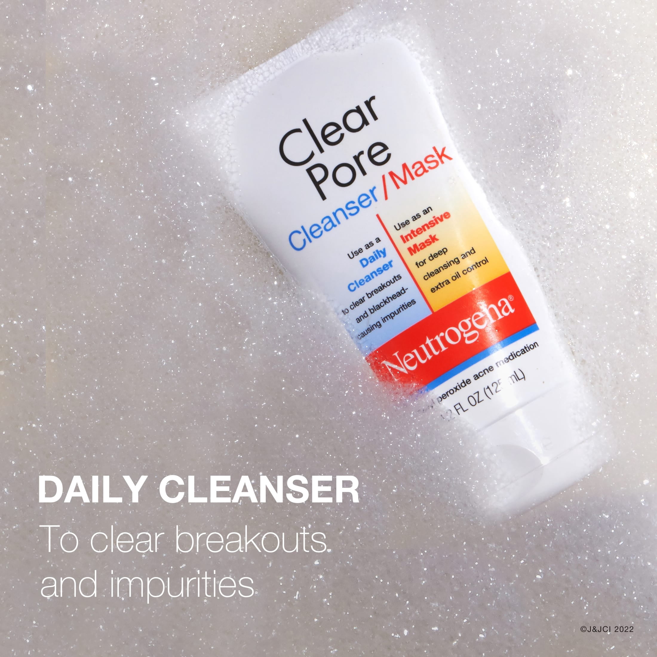 Neutrogena Clear Pore 3.5% Benzoyl Peroxide Face Wash & Acne Treatment Mask, 4.2 fl oz