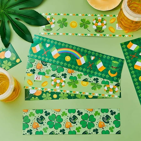 60 Pieces St. Patrick's Day Bulletin Board Border Colored Shamrocks Decorative Trim Labels Bulletin Borders Decoration Stickers Table Desk ...