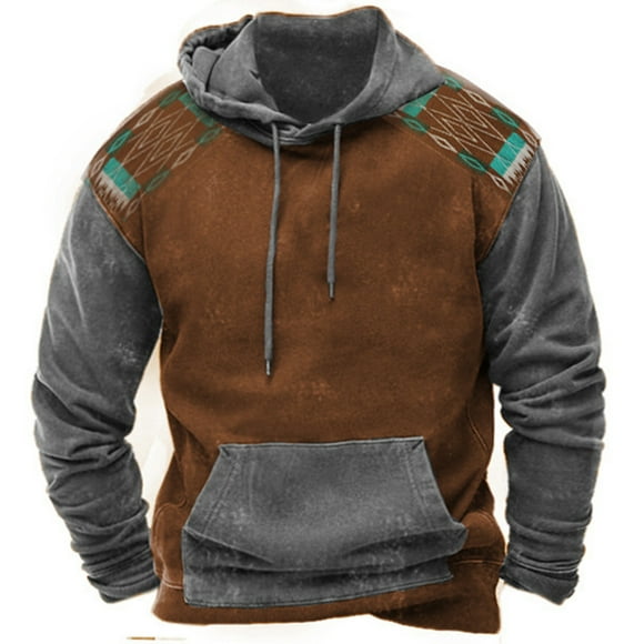 Meichang Aztec Graphic Hoodies Men Western Cowboy Retro Sweatshirts Long Sleeve Geometric Ethnic Pullover Tops Casual Y2k Sweatshirt Hoodies