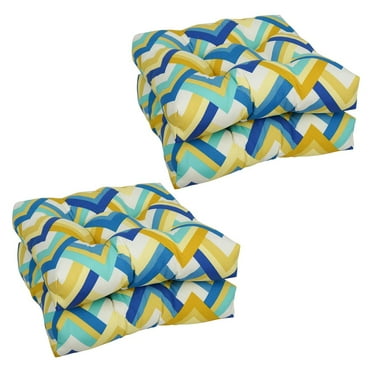 Blazing Needles 19-inch Squared Polyester Outdoor Tufted Dining Chair Cushion