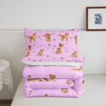 thumbnail image 5 of Manfei Golden Retriever Queen Comforter Set, Dog Paw Print Comforter Sets Queen, Light Pink Gold, Reversible, 3pcs, 1 Comforter and 2 Pillowcases, 5 of 7