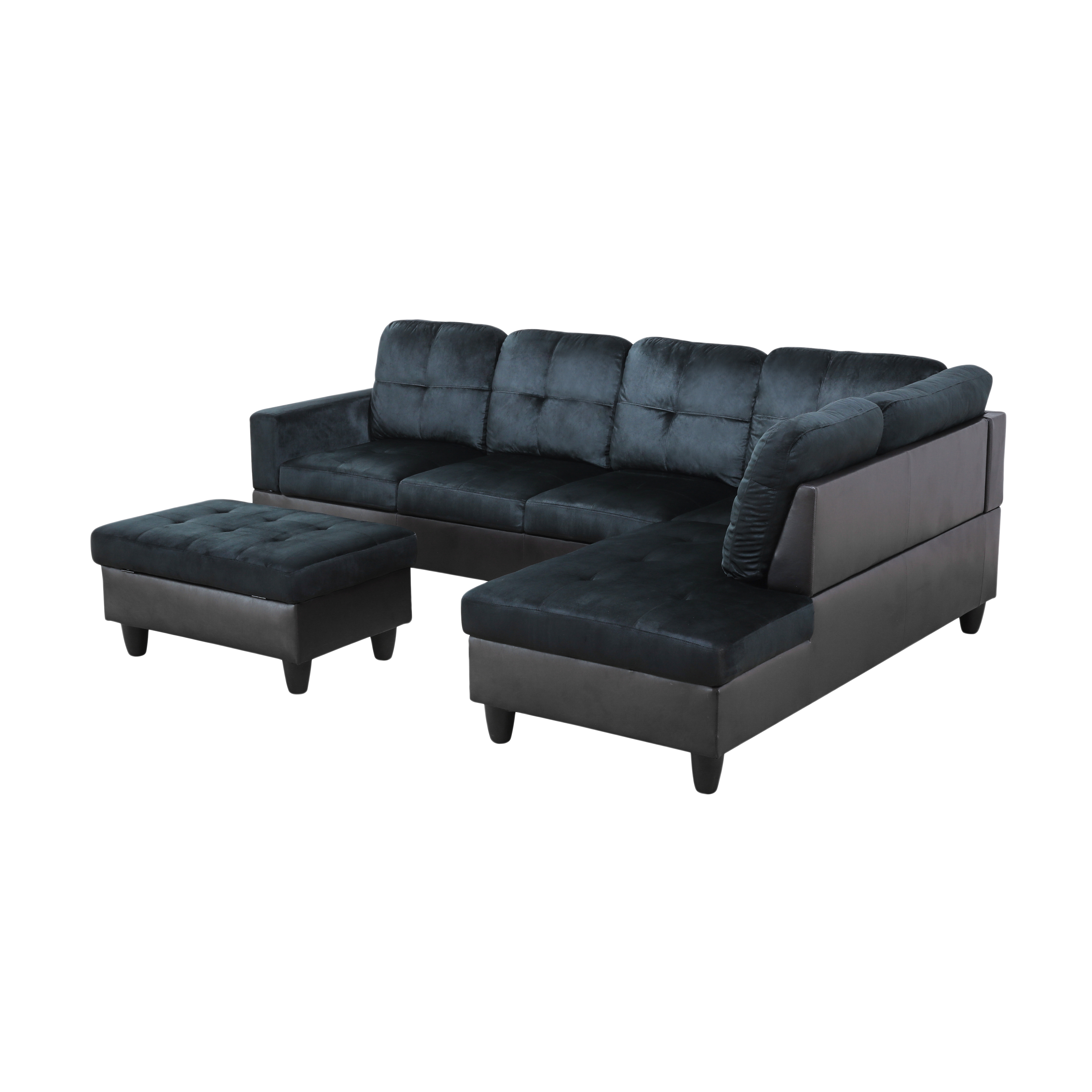 MAYEERTY Modern Adult 3-Piece Couch Living Room Sofa Set，Dark Blue And Brown