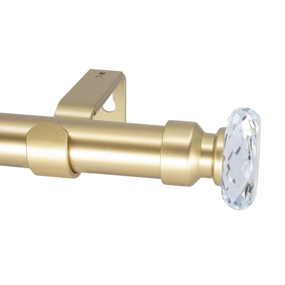 MERIVILLE 1-Inch Diameter Single Curtain Rod, Cut Crystal Ball Finial, Adjustable 28-48 Inch, Gold