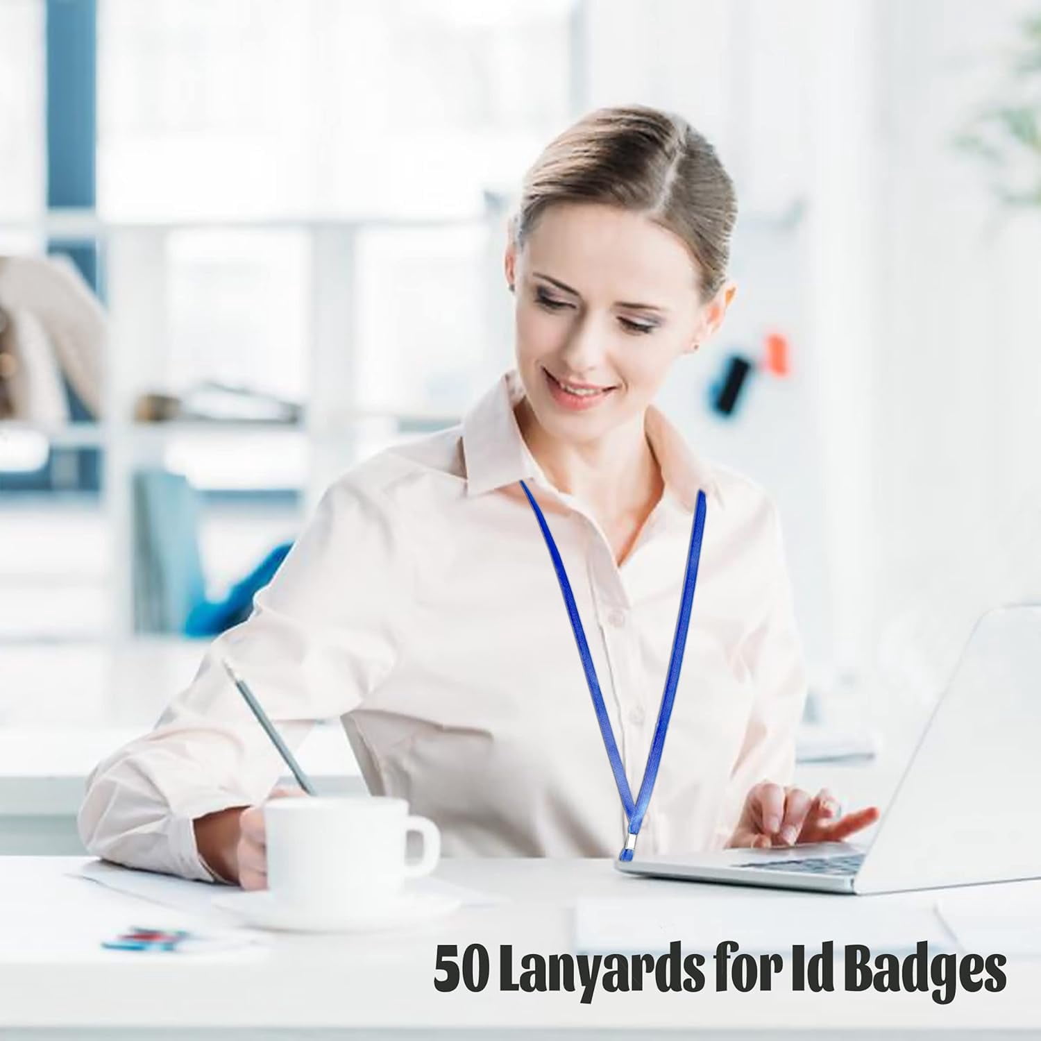 Lanyards For Id Badges Safety Badge Lanyard 36" With Swivel Hook (blue100 Pack)