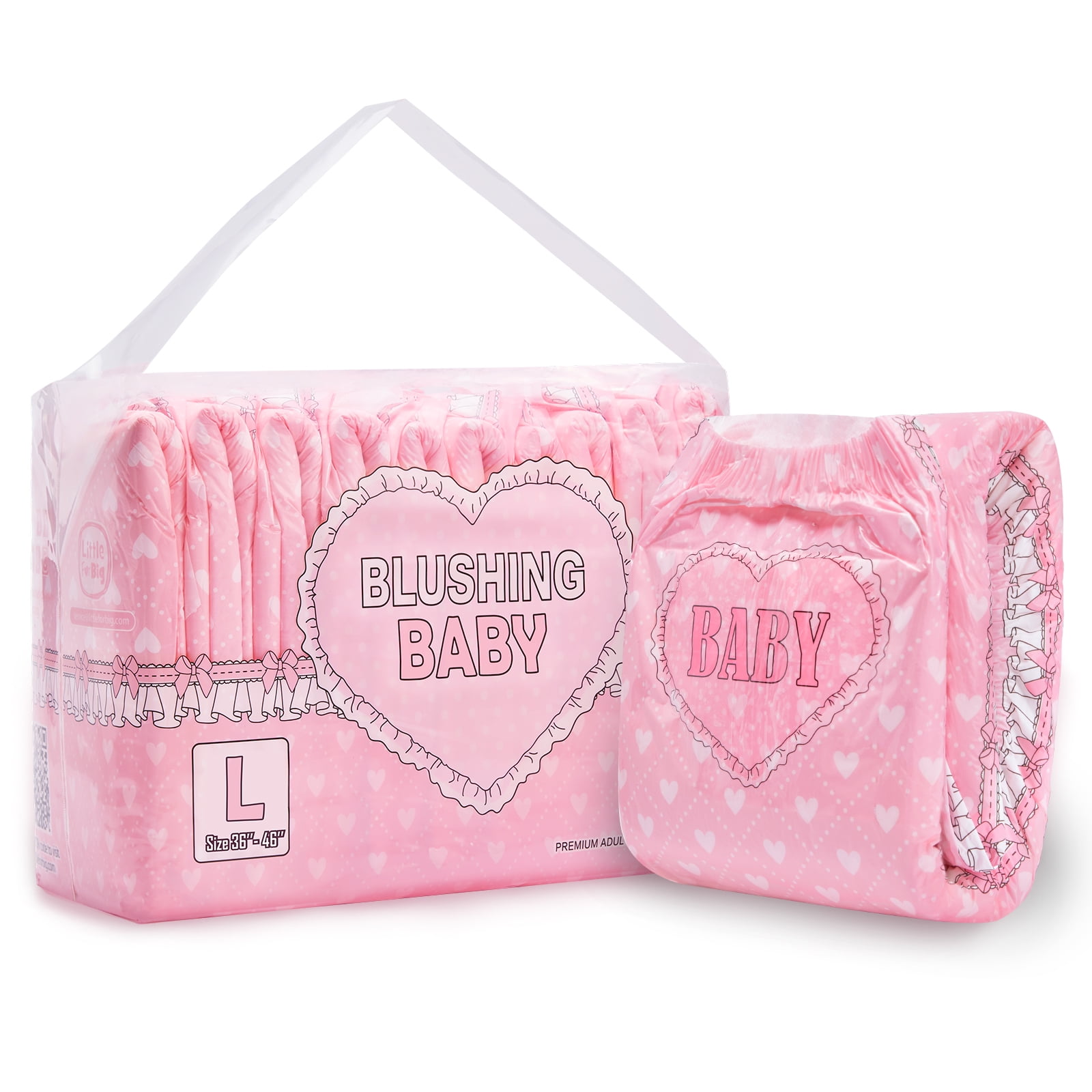 LittleForBig Adult Printed Diaper 10 Pieces Pack - Blushing Baby Diapers (M)
