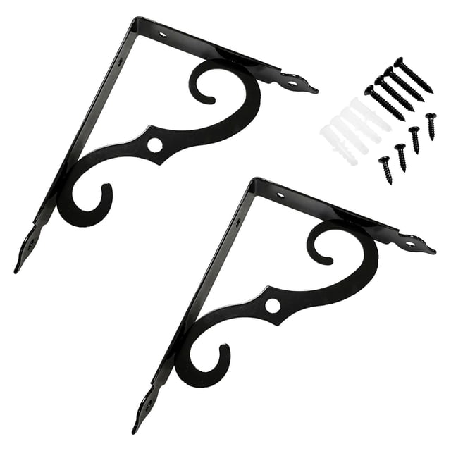 de 2 soportes de estante con tornillos Accesorios flotantes Estante decorativo Estante de pared Soportes de estante de pared para Negro 190x140mm perfecl estante de pared