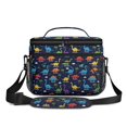 thumbnail image 2 of Dinosaur and Palm Navy Pattern Insulated Lunch Box for Women Men, Medium Leakproof Cooler Bag with Adjustable Strap, 10"x6.7"x8", 2 of 6