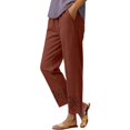thumbnail image 2 of Endives Womens Ice Silk Pant Summer Lightweight Long Pants Stretch Breathable Loose Elastic Waist Fitness For Middle And Elderly XL-6XL Red, 2 of 7