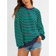 thumbnail image 4 of PRETTYGARDEN Womens Striped Oversized Sweatshirt Color Block Crew Neck Long Sleeve Casual Loose Pullover Top Y2K Clothes, 4 of 9