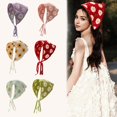 thumbnail image 5 of Girl Knitted Headscarf Flower Pattern Adjustable Straps Headscarf Crochet Knitted Triangular Style Headband Hair Accessory-Pink, 5 of 6