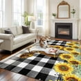 thumbnail image 3 of 8x10 Area Rugs for Living Room, Farmhouse Cow Non Slip Area Rugs for Kitchen Bedroom Entryway, Vintage Country Sunflower Black Buffalo Plaid Washable Carpet Runner Rug Floor Mats for Bedroom, 3 of 9