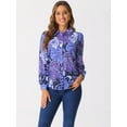 thumbnail image 2 of DARING DIVA Women's Button Down Floral Print Chiffon Tops S Purple, 2 of 6