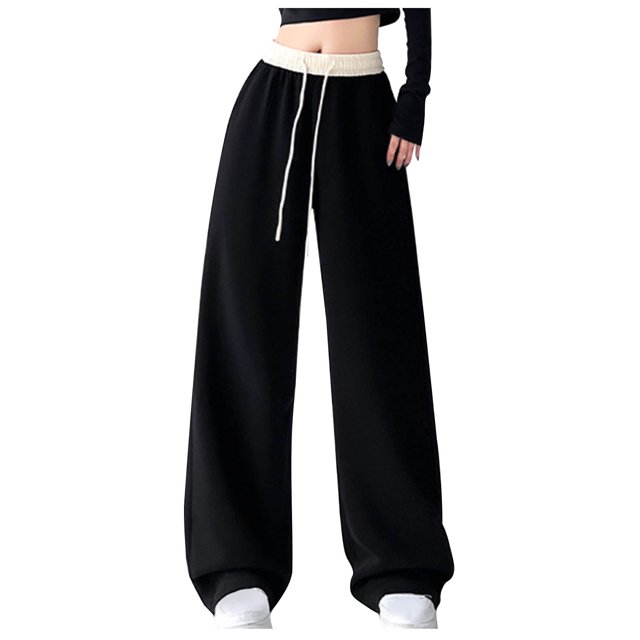 Timegard Womens Sweatpants Straight Leg Elastic High Waist Casual Loose Workout Pants Color Block