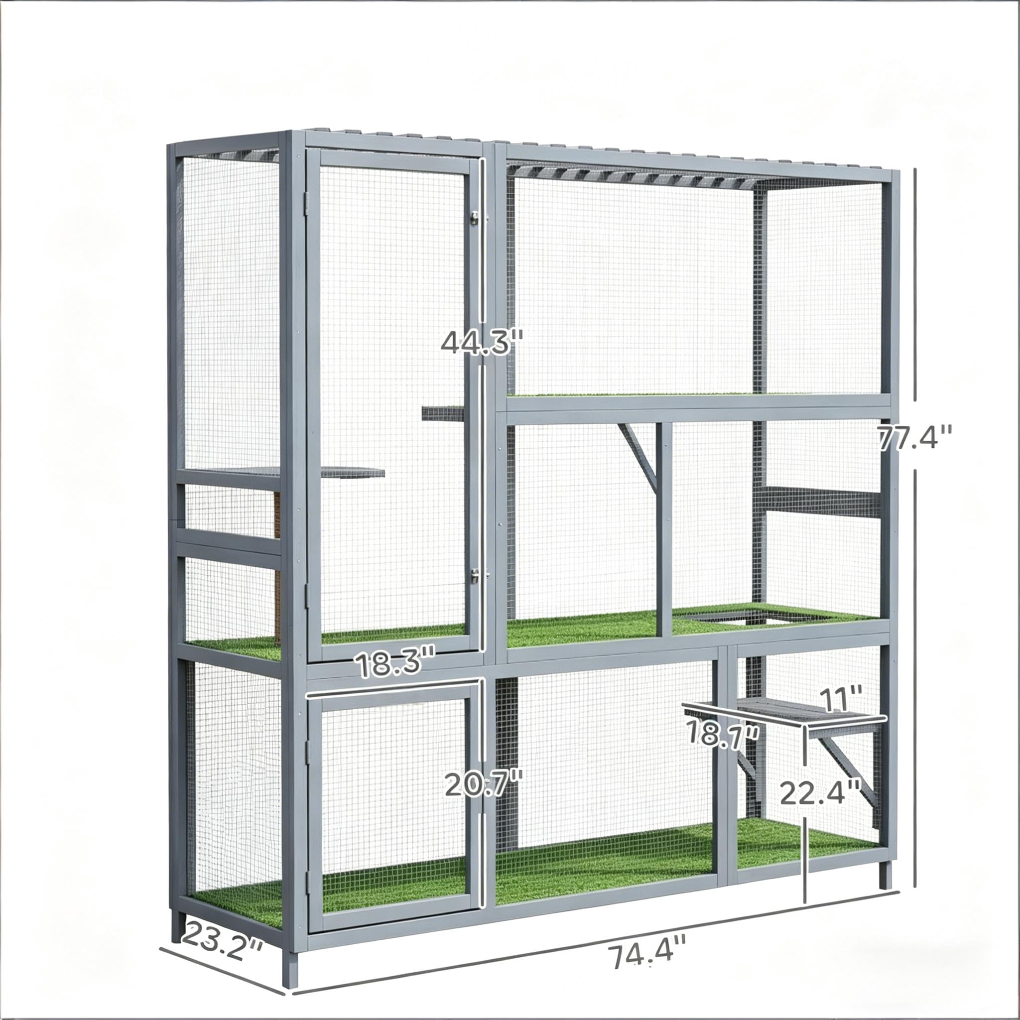 Wall-Mounted Design Wooden Cat House, Cat Catio Catio Outdoor Cat Enclosure
