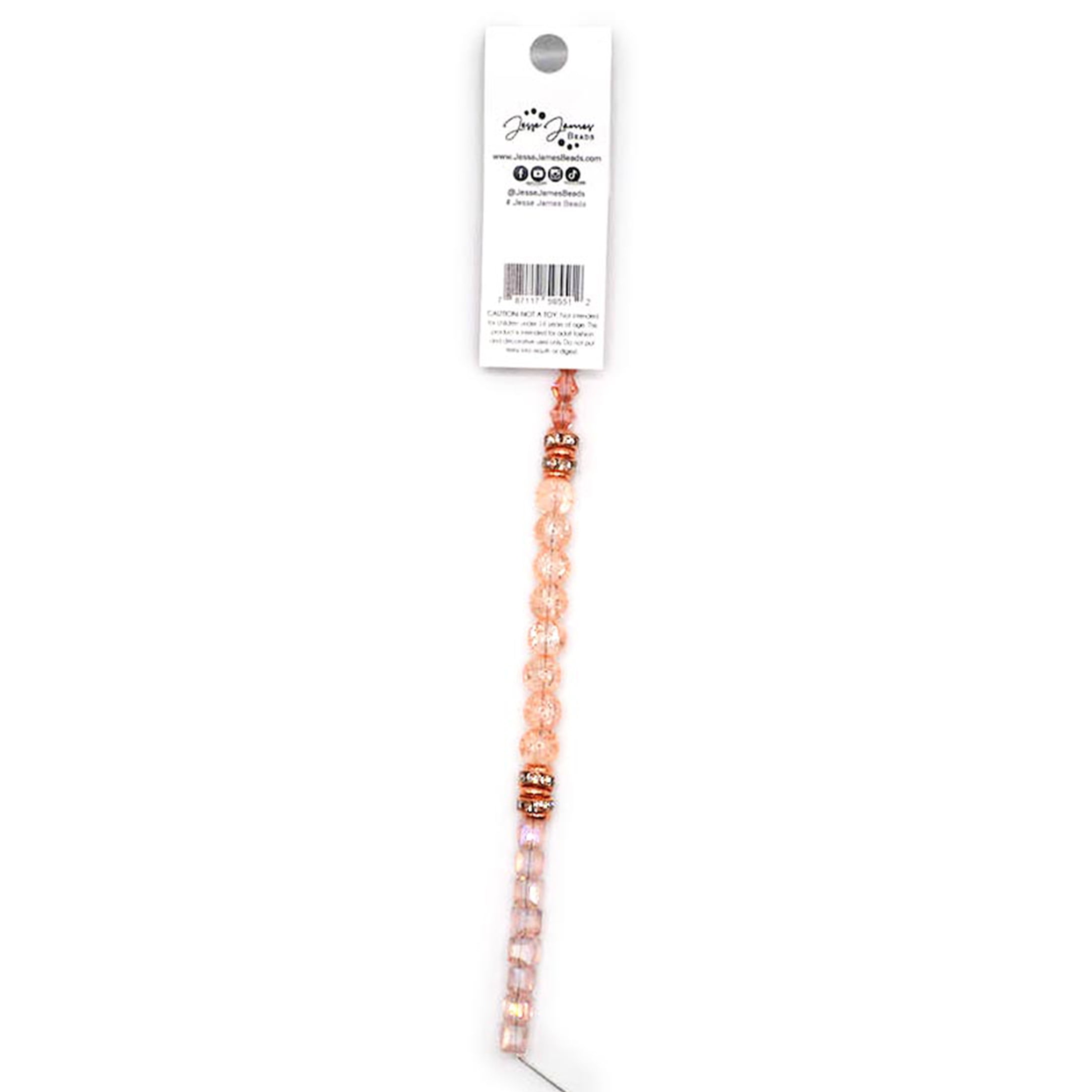 Jesse James Glass Strand Trio Beads – Pink, 1 Piece, Multi-Purpose for Teens and Adults