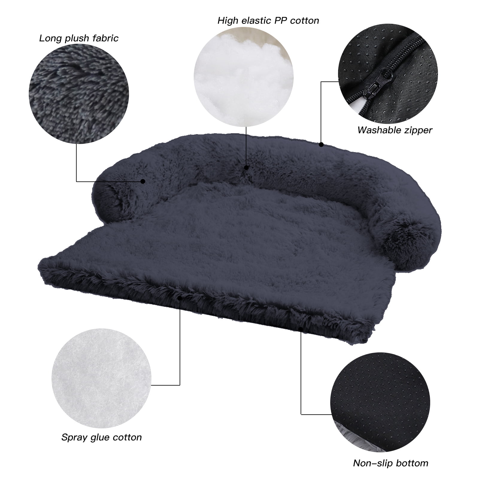 Dog Bed Mat for Furniture Protector with Removable Washable Cover，M（41x37x6")